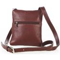 Picture of Aston Leather Ladies Slim Brown Single Zippered Shoulder Bag Brown