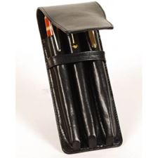 Picture of Aston Leather Three Pen Leather Case Black