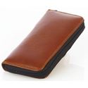 Picture of Aston Leather Zipper Two Pen Case Brown