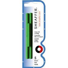 Picture of Sheaffer Skrip Fountain Pen Ink Cartridges Green Blister Pack of 5