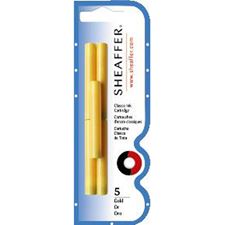 Picture of Sheaffer Skrip Calligraphy Pen Ink Cartridges Gold Blister Pack of 5