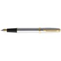 Picture of Sheaffer Prelude Brushed Chrome Plate 22K Gold Plate Trim Fountain Pen Fine Nib