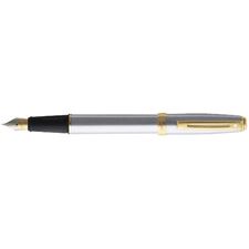 Picture of Sheaffer Prelude Brushed Chrome Plate 22K Gold Plate Trim Fountain Pen Medium Nib