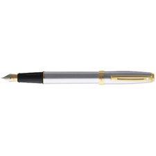 Picture of Sheaffer Prelude Brushed Chrome Plate 22K Gold Plate Trim Fountain Pen Broad Nib
