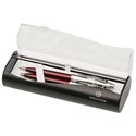 Picture of Sheaffer 100 Transparent Red Barrel Brushed Chrome Cap Nickel Plate Trim Ballpoint Pen Pencil Set