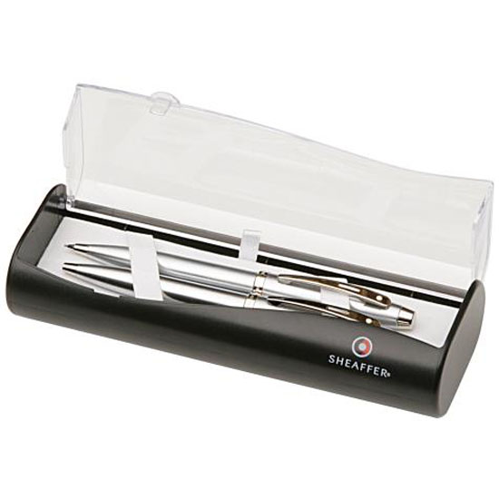 SHEAFFER No Box 100 Ballpoint Pen BRUSHED CHROME & BLACK Brand New 