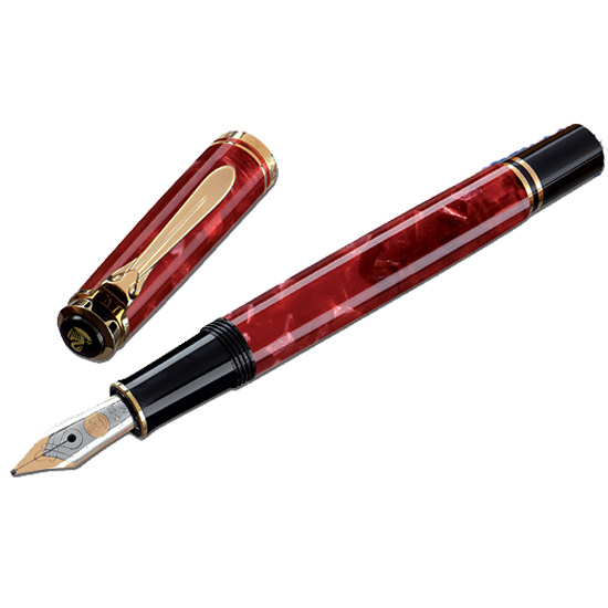 Weekendtas Correctie stereo Pelikan Souveran M320 Ruby Red Fountain Pen Broad Nib-Montgomery Pens  Fountain Pen Store 212 420 1312