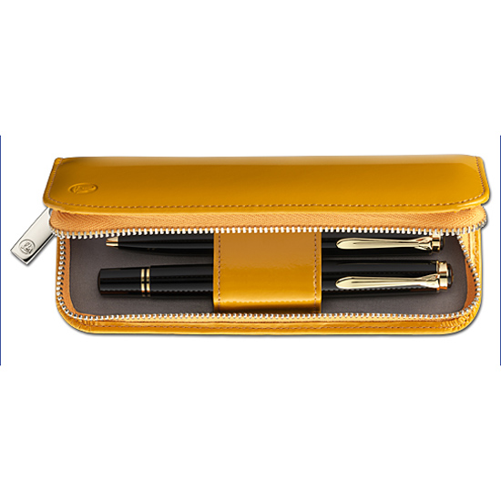 Pelikan Patent Leather Pen Case Two Pen Blue