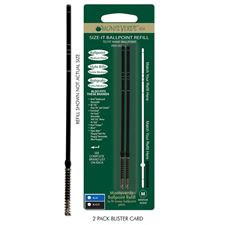 Picture of Monteverde Size-It Ballpoint Refill to Fit Many Pens Medium Black Pack of 6