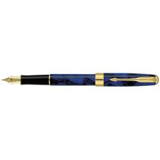 Picture of Parker Sonnet Premier Blue Gold Trim Fountain Pen Fine Nib