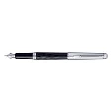 Picture of Waterman Hemisphere Essential Deluxe Silky Black Chrome Trim Fountain Pen Fine Nib