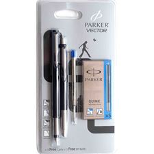 Picture of Parker Vector Black Fountain Pen And Ballpoint Set with Free Ink Cartridges