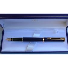 Picture of Waterman Preface Lacquer Blue Gold Trim Fountain Pen Extra Fine Nib