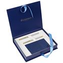 Picture of Waterman Hemisphere Stainless Steel Gold Trim Fountain Pen Medium and Ballpen Gift Set