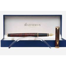 Picture of Waterman Preface Marble Brown Gold Trim Fountain Pen Fine Nib