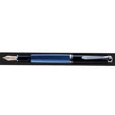 Picture of Pelikan Souveran 605 Blue Black Silver Fountain Pen Broad Nib