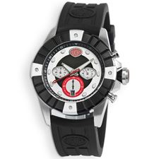 Picture of Aurora Chrono Watch Steel Case Black Bezel Steel Indicators Rubber Strap