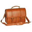 Picture of Aston Leather Tan Briefcase with two front pockets for Men