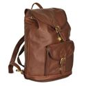 Picture of Aston Leather Large Drawstring Brown Backpack w Front Buckle Pocket