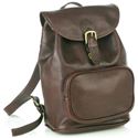 Picture of Aston Leather Medium Drawstring Black Backpack w Front Zip Pocket