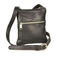 Picture of Aston Leather Ladies Slim Black Single Zippered Shoulder Bag