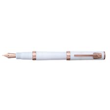 Picture of Delta Momo Tork White Resin With Rose Gold Trim Fountain Pen Medium Nib