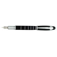 Picture of X Pen Fame Black Lacquer with Shiny Chrome Clip Ring Fountain Pen