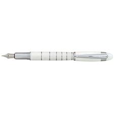 Picture of X Pen Fame White Lacquer With Shiny Chrome Clip Ring Fountain Pen
