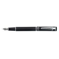 Picture of X Pen Sorrento Black Leather with Shiny Chrome Clip Ring Fountain Pen