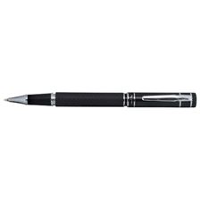 Picture of X Pen Sorrento Black Leather with Shiny Chrome Clip Ring Rollerball Pen