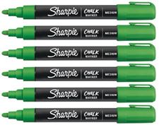 Picture of Sharpie Green Chalk Markers Mediums Tip Wet Erase 6 Markers